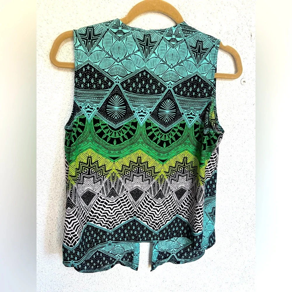 NWT Mara Hoffman vest shirt Aztec print green blue gray medium - Picture 3 of 4